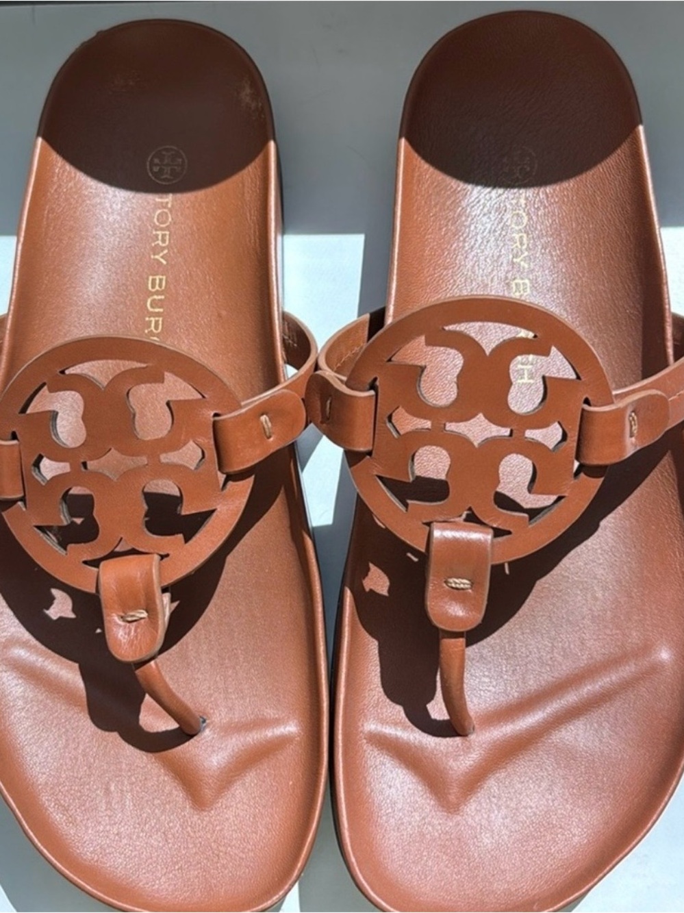 Tory Burch Cloud Leather sandals Cognac Brown